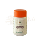 Weiße plastikflasche mit orangenem gerippter deckel und etikett sudarshanam gulika tablette traditionelle ayurvedische pitta und kapha kräuterformel