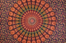 Ritualtuch und Wandtuch mit Mandala-Design, 200x220cm, handgefertigt von Sundara Handicrafts, bunte Blumendetails, für spirituelle Rituale
