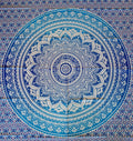 Helles blaufarbenes Ritualtuch mit Mandala-Design von Sundara Handicrafts, 200x220cm, wandtuch für Zeremonien oder Dekoration