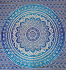 Helles blaufarbenes Ritualtuch mit Mandala-Design von Sundara Handicrafts, 200x220cm, wandtuch für Zeremonien oder Dekoration