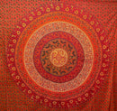Ritualtuch mit rotem Mandala-Muster, 200x220cm, Sundara Handicrafts, handgefertigtes Wandtuch mit bunten Ethno-Designs