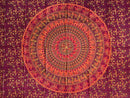 Rotes Ritualtuch mit Elefanten-Mandala, 200x220cm, von Sundara Handicrafts, detailreiche Wandtuch-Dekoration