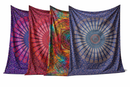 Ritualtuch Mandala von Sundara Handicrafts, Wandtuch in 200x220cm mit buntem Mandala-Design, Baumwolle, handgefertigt