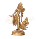 Goldene messing tanzende tara statue mit filigranen details und eleganten tanz drapierungen ca 13 cm hoch