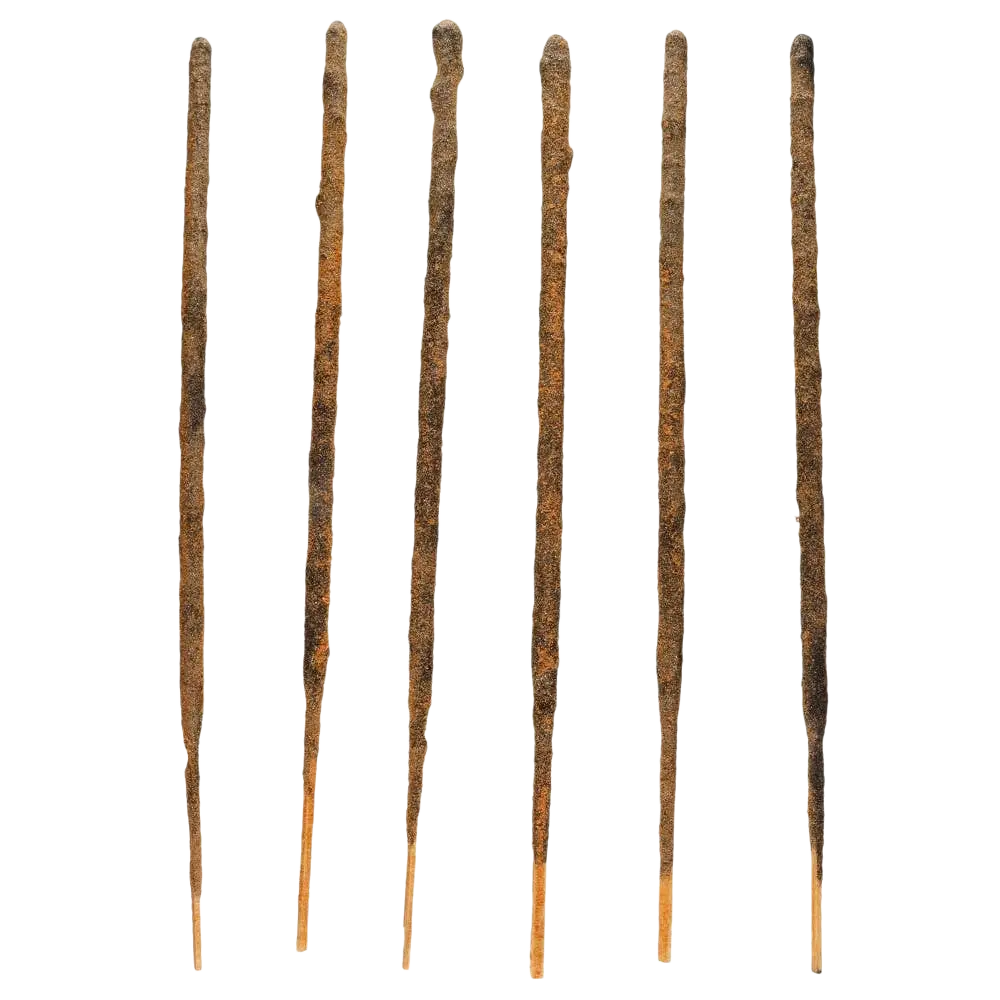 Six rustikale braune tarot-räucherwerk edelsteine citrin sticks mit natürlicher holzspitze und zitronig-orangen gewürzen
