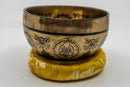 Handgravierte Tibet Klangschale „Buddha Shakyamuni“ aus Bronze mit Mantra, handgefertigtes Musikinstrument