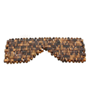 Braune tiger eye gesichtsmaske mit gewebtem rechteckigem design und abgerundeten kanten von artisans de madagascar bei mana shop