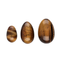 Tigerauge Yoni-Eier Set von Vives de la Cortada S.L, drei kraftvolle und klare Tigerauge-Eier für Schutz und Energie.