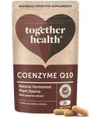 Coenzym Q10 Nahrungsergänzung in 30 Kapseln, mit weißen Kapseln und blauer Verpackung, von Together Health.