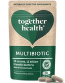 Vegan Multibiotikum von Together Health, probiotisches Nahrungsergänzungsmittel mit verschiedenen fermentierten Kapseln.