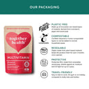 Veganer Multivitamin-Kapseln von Together Health, Nahrungsergänzung, 30 Kapseln, in einer offenen Packung auf weißem Hintergrund.