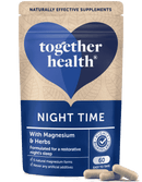 Natürliches Schlafmittel Night Time von Together Health mit Magnesium und Kräutern, in Tropfenform gegen Schlafprobleme.