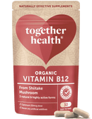 Veganer Vitamin B12 Nahrungsergänzung in 30 Kapseln von Together Health, close-up der Bio-Vitamin-B12-Kapseln