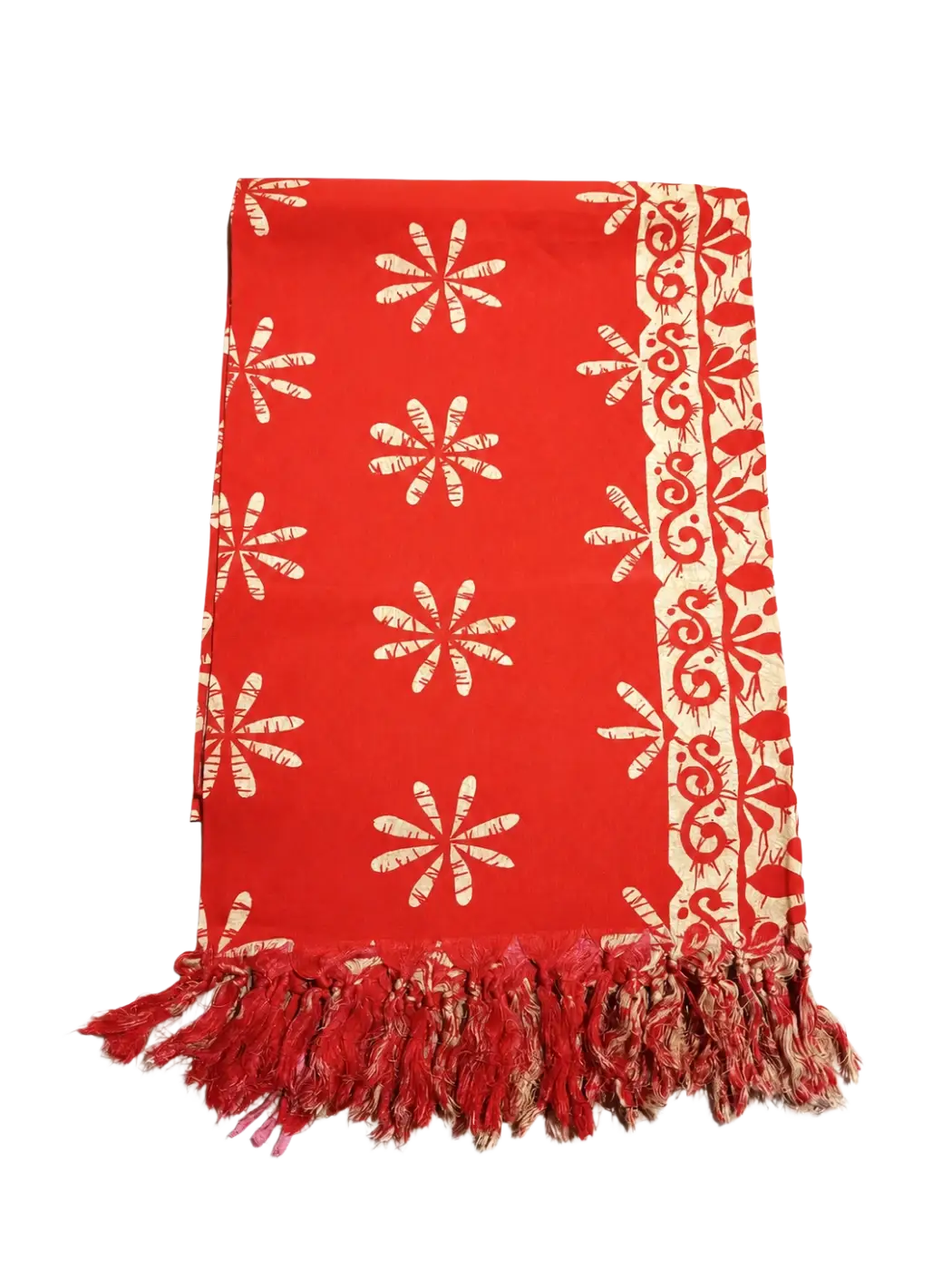Rotes Tropechopf Hamamtuch TR-106 Flower Rot Lunghi Sarong, 160x115cm, weiches und dekoratives Badetuch, Blick auf das Muster