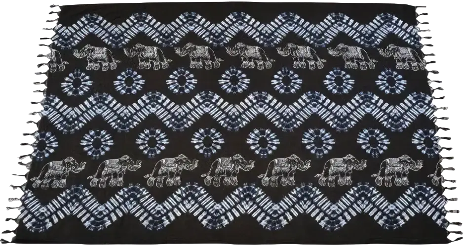 Schwarzes Elefanten-Lunghi-Hamamtuch von Tropechopf, 160x115cm, weiches Sarong-Tuch für Strand oder Sauna