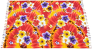 Vibranter hawaii orange lunghi sarong aus einem roten und gelben tie-dye stoff mit hibiskusblumen von mana shop