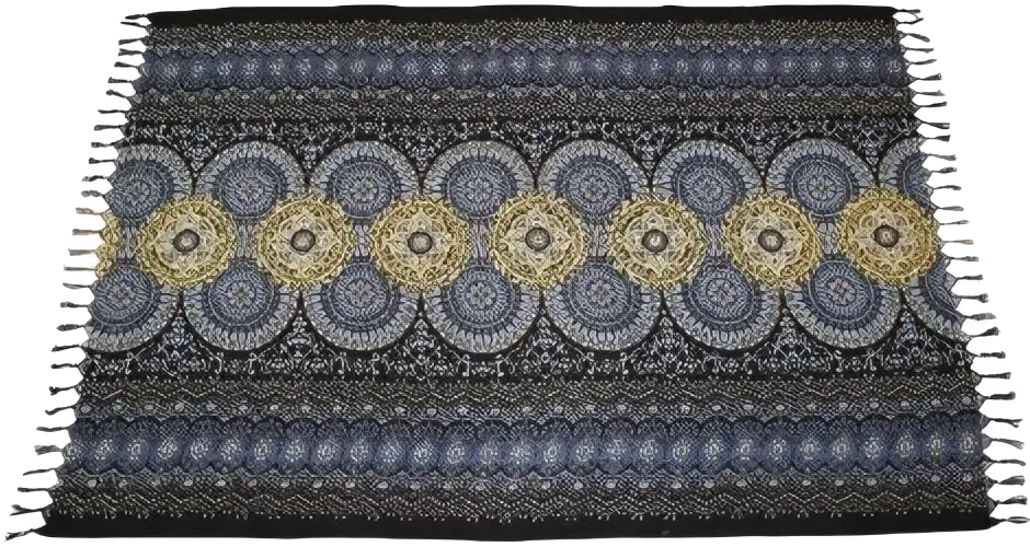 Schwarzes Mandala Sun Hamamtuch von Tropechopf, 160x115cm, aus Baumwolle, mit Mandala-Muster, ideal für Strand oder Sauna