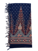 Dunkelblaues Hamamtuch mit Pfauenfedern-Design, Tropechopf TR-41, 160x115cm, weiches Lunghi Sarong Tuch