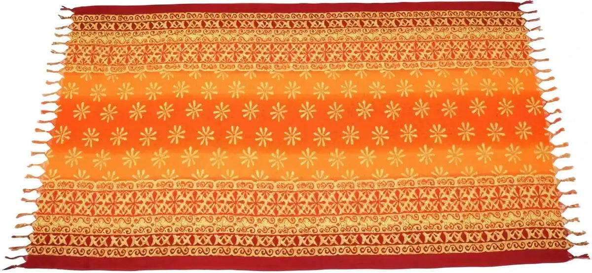 Orangenes Hamamtuch TR-503 mit Blumenmuster, 190x115cm, Tropechopf, aus weichem Baumwollstoff, ideal als Sarong oder Strandtuch.