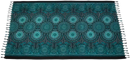 Türkisfarbenes Tropechopf Hamamtuch TR-508 Lunghi Sarong Tuch 160x115cm mit schwarzem Mosaikmuster, weiches Strand- und Badetuch