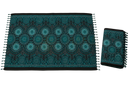 Teal und schwarz mandala gemusterter tr-508 xl mandala grüner lunghi sarong 190x115cm mit fransenständig