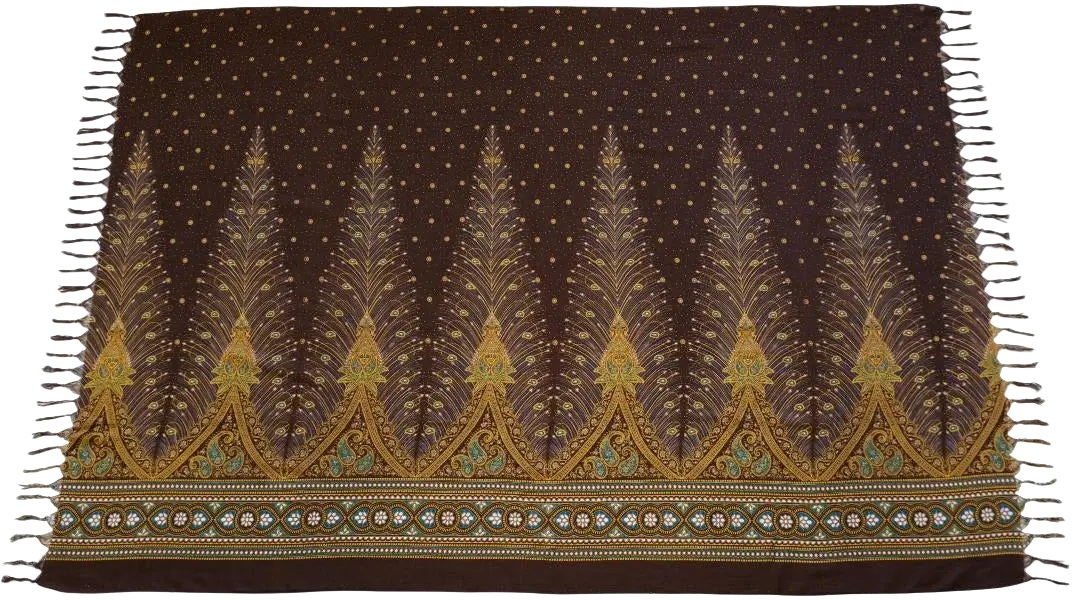 Braunes Pfauenfeder Hamamtuch TR-51 von Tropechopf, 160x115 cm, als Sarong oder Tuch für Strand und Sauna.