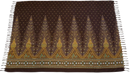 Brauner tr-51 pfauenfeder lunghi sarong tuch 160x115 mit detailliertem gold und türkis batikmuster und fransenkante