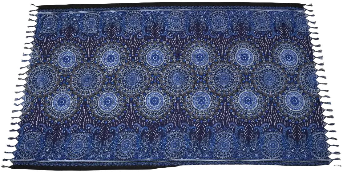 Blaues TR-511 XL Mandala Lunghi Hamamtuch von Tropechopf, 190x115cm, mit Mandala-Muster und frischer Optik.