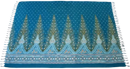 Teal tr-52 pfauenfedern türkis lunghi sarong tuch mit goldblauem baummuster und geometrischen bordüren im mana shop