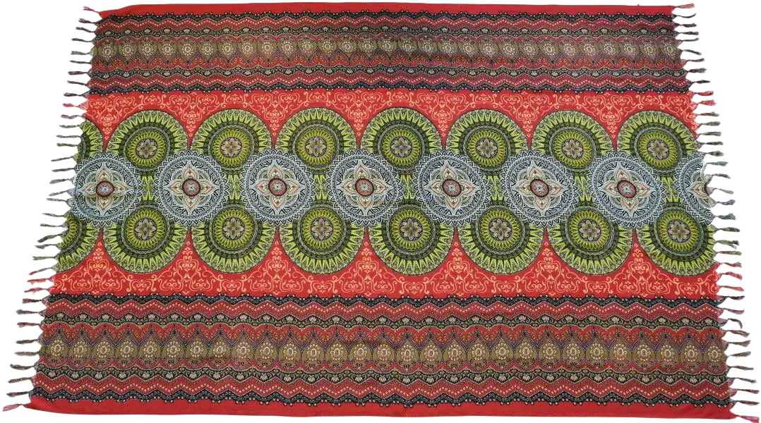 Gelbes Mandala Sun Hamamtuch von Tropechopf, 160x115cm, mit buntem Sonnenmuster, als stilvolles Sarong Tuch.