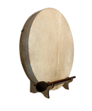 Beige leder bodhrán rahmentrommel aus maulbeerholz mit ständer und schlägel für meditation inrhythm erde gaia