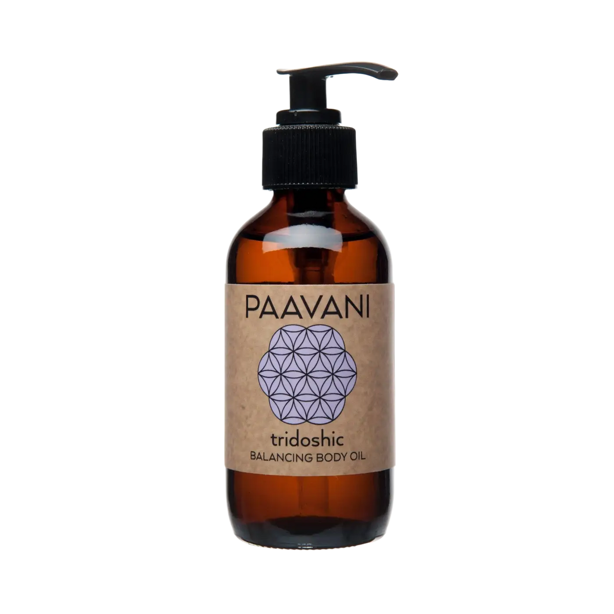 PAAVANI Ayurveda Tridosha Körperöl, ausgleichendes Abhyanga-Öl für alle Hauttypen, in einer eleganten Flasche.