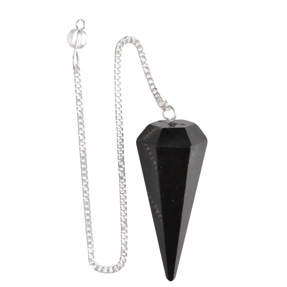 Schwarzes Turmalin-Pendel von Vives de la Cortada S.L, elegantes Schmuckstück mit schwarzem Obsidian, handgefertigt.