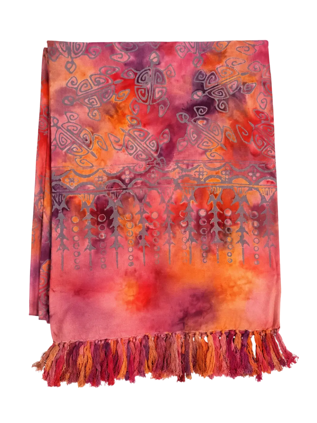 Lebendiges Turtle Island Lunghi Sarong Pareo Tuch, 160x115cm, aus dem Hamamtuch von Mana Shop, mit buntem, tropischem Design.