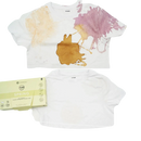Weiße kiabi t-shirt vor und nach waschen mit cosmeau cherry blossom wäschetüchern und kirschblütenduft