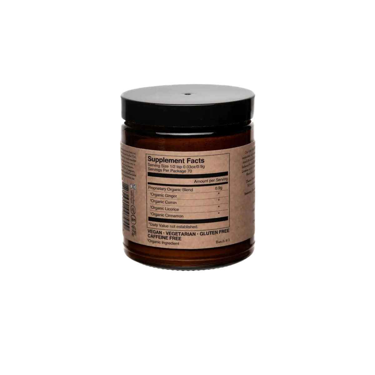 Vata Gewürzmischung von PAAVANI Ayurveda, wärmende und hydratisierende Verdauungs-Churna in Gewürzform, auf weißem Hintergrund