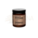 Braunes glas mit schwarzem deckel enthält vata spice blend paavani ayurveda hydrating digestive churna gewürzmischung