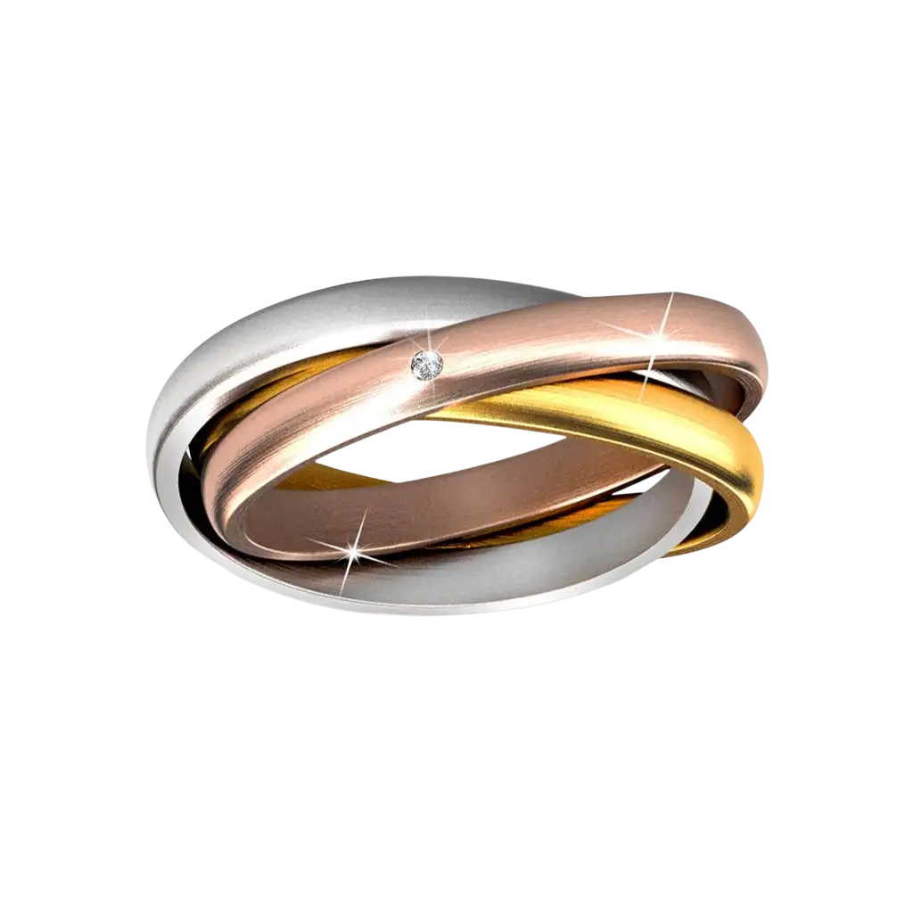 Verlobungsring CARALI / MYC Paris, 3-Elemente-Fingerring in Silber, Gold und Roségold mit Kristall.