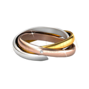 Drei ineinandergreifende verlobungsring carali in silber, gold und roségold mit hochwertigem österreichischem kristall von myc paris
