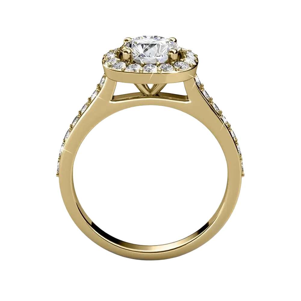 Goldener Verlobungsring von CARALI / MYC Paris mit Kristallen, eleganter Cushy Fingerring, Schmuckstück für besondere Anlässe