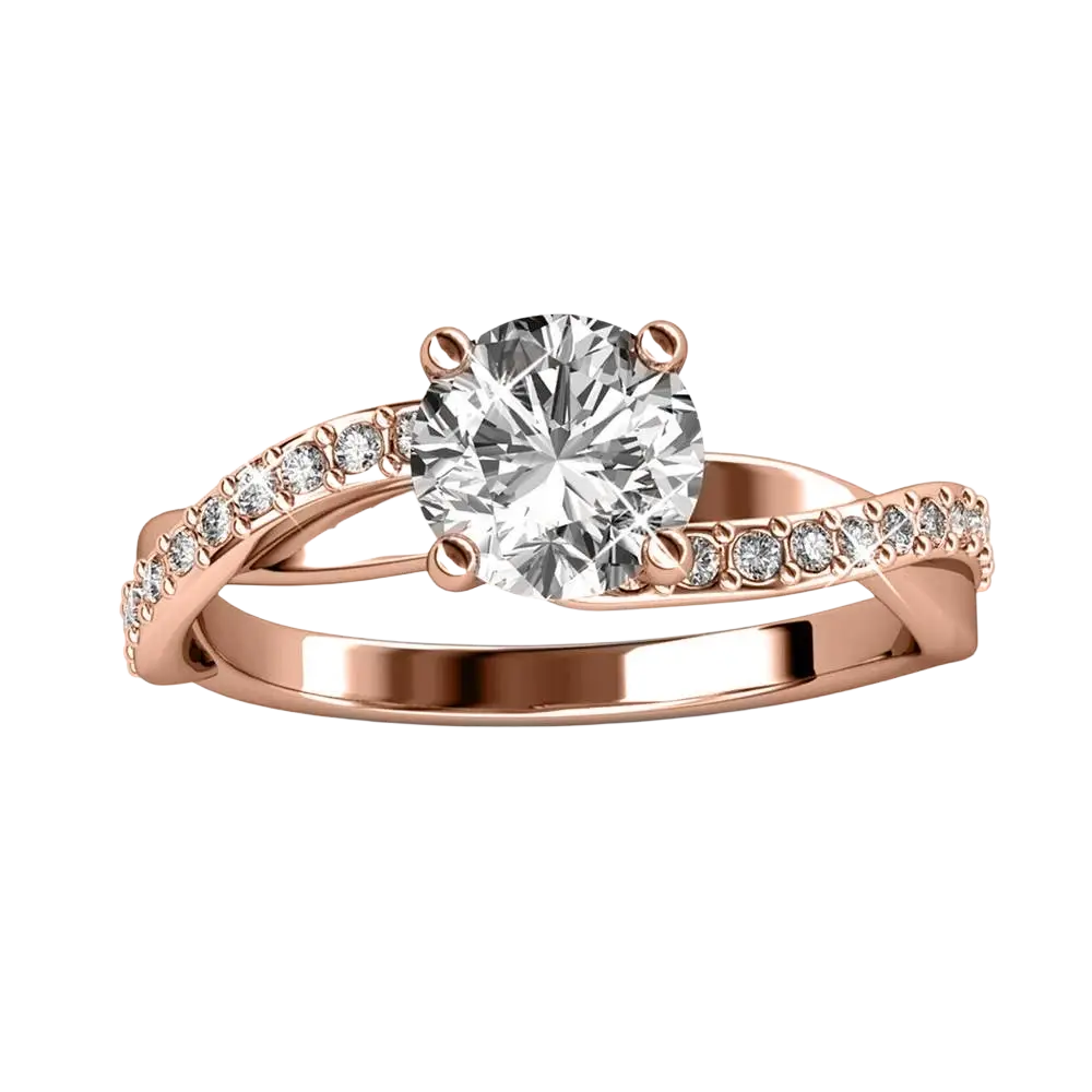 Verlobungsring CARALI / MYC Paris Eleanor aus Roségold mit funkelnden Kristallen, eleganter Schmuck für besondere Anlässe