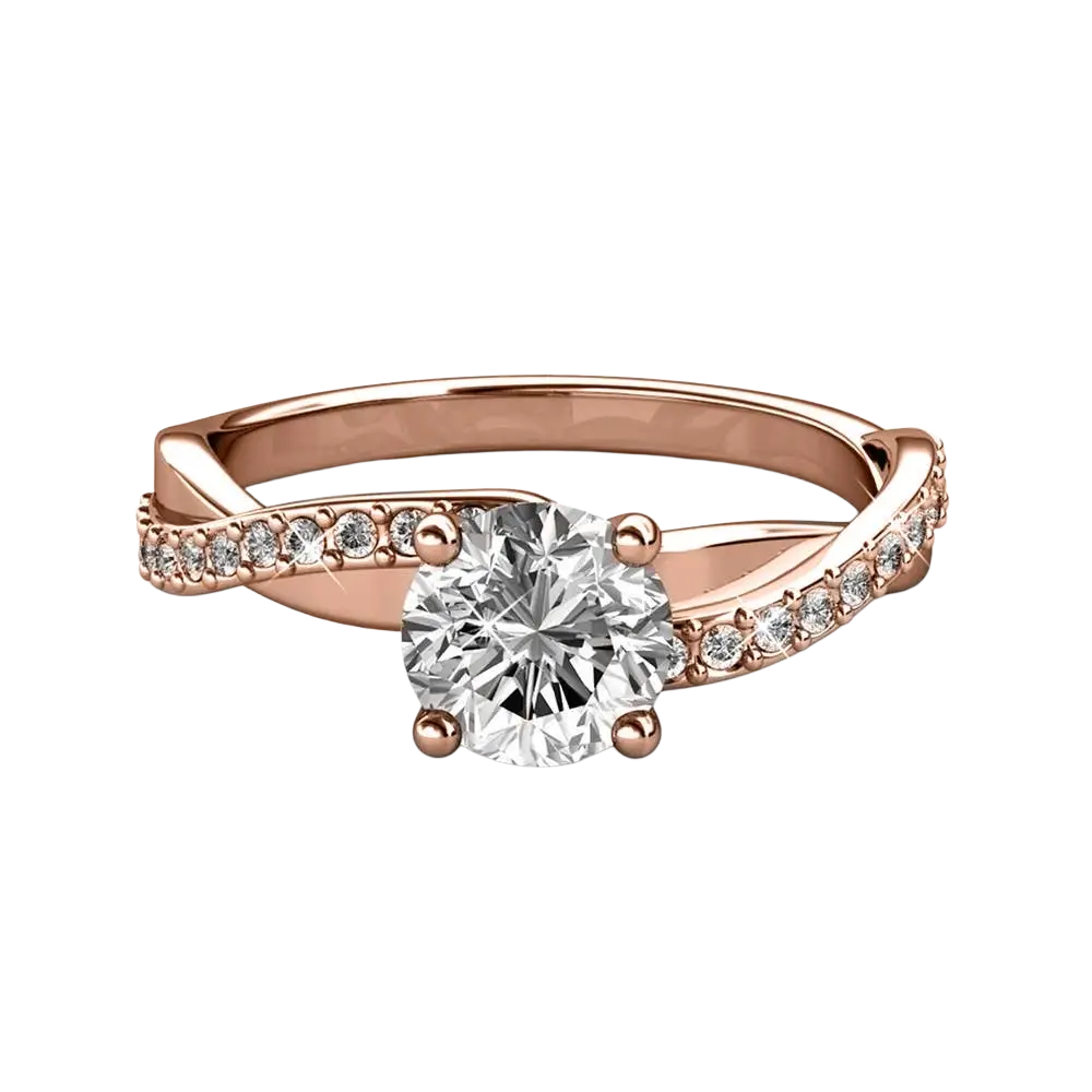 Verlobungsring CARALI / MYC Paris Eleanor in Roségold mit Kristallen, eleganter Schmuckring für besondere Anlässe.
