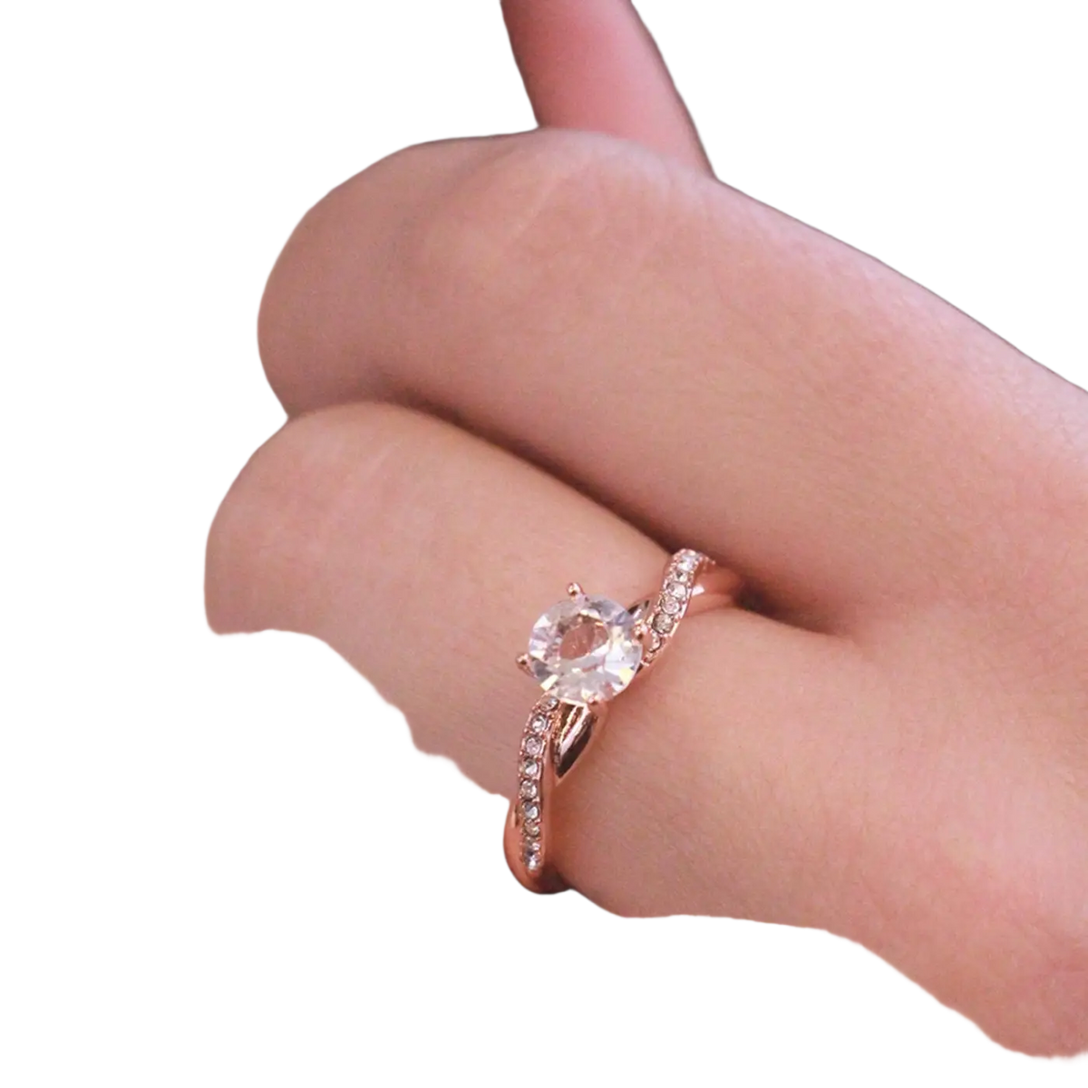 Verlobungsring CARALI / MYC Paris Eleanor Fingering aus Roségold mit Kristallen, elegantes Schmuckstück für besondere Anlässe