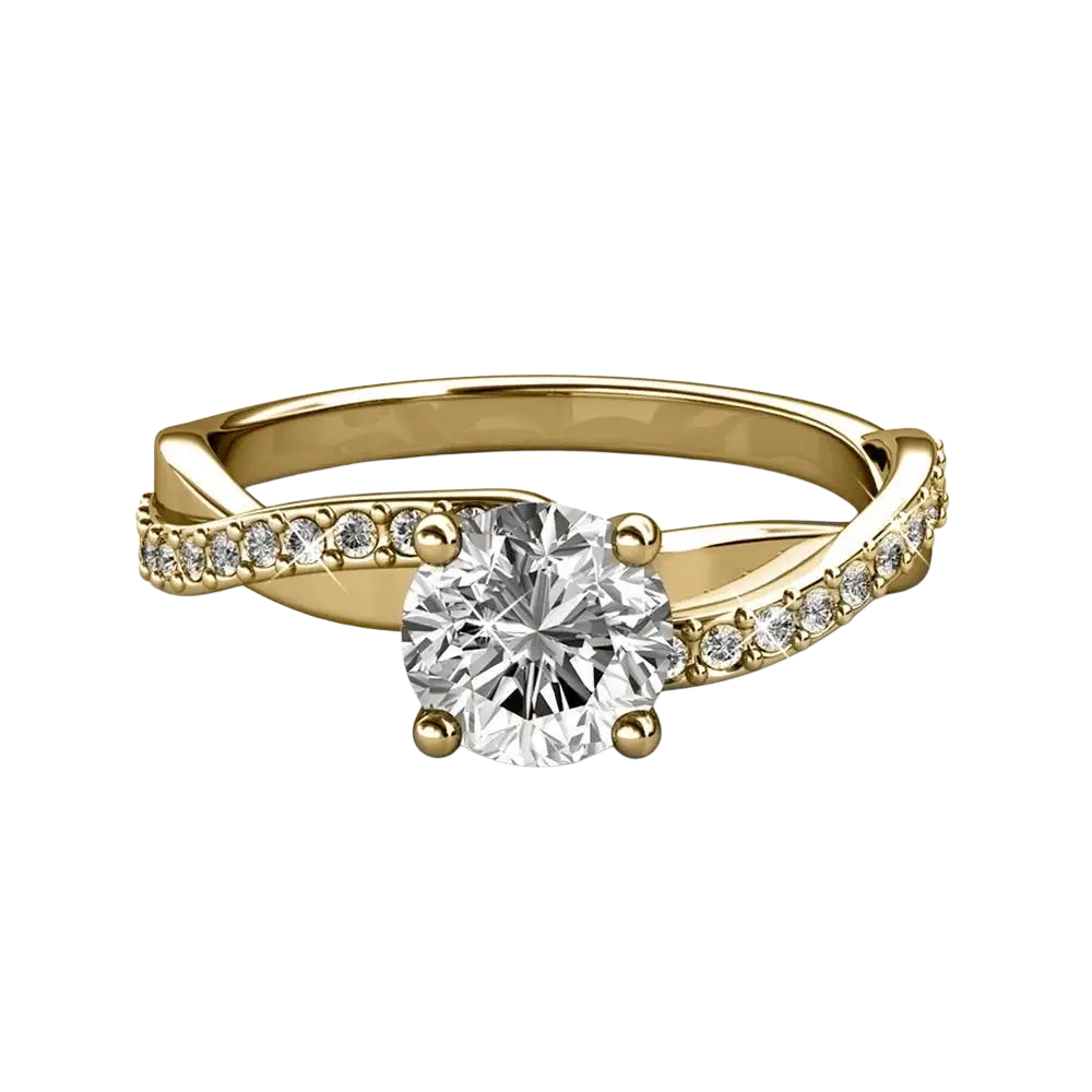 Verlobungsring CARALI / MYC Paris Eleanor Fingerring in Gold mit Kristall, eleganter Schmuck für besondere Anlässe