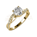 Ein verlobungsring carali von myc paris mit einem eleanor fingerring aus gelbgold und rundem diamant mit funkelnden kristallen