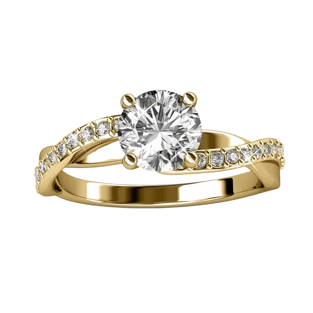 Verlobungsring CARALI / MYC Paris Eleanor Fingerring aus Gold mit Kristall, elegantes Schmuckstück für besondere Anlässe