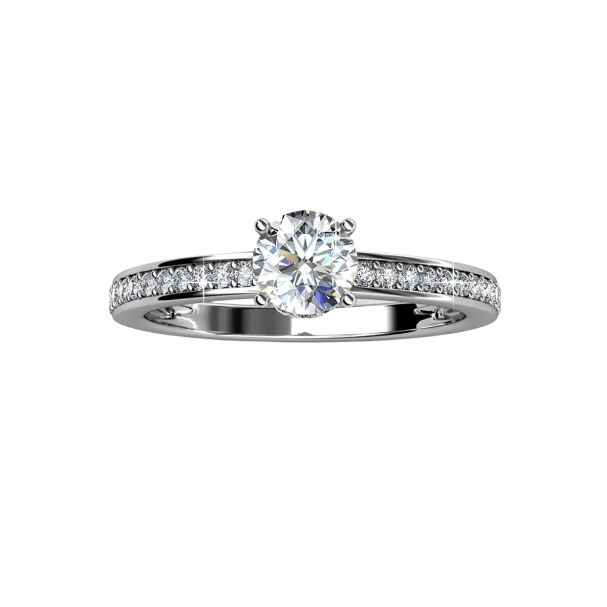 Verlobungsring carali myc paris elise fingering silber mit kristallen featuring a rundschliff diamant und pavé-set diamanten