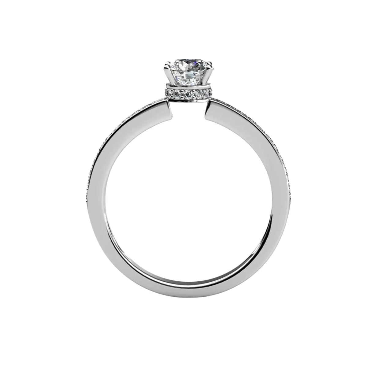 Verlobungsring carali myc paris elise fingering silber mit kristallen platinum ring mit rundem diamant und pavé steinen