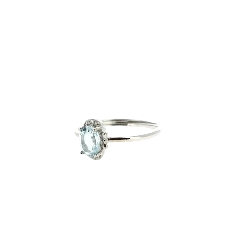 Verstellbarer Fingerring aus versilbertem Messing mit blauer Topas-Steinkugel, eleganter Schmuck von Artisans de Madagascar
