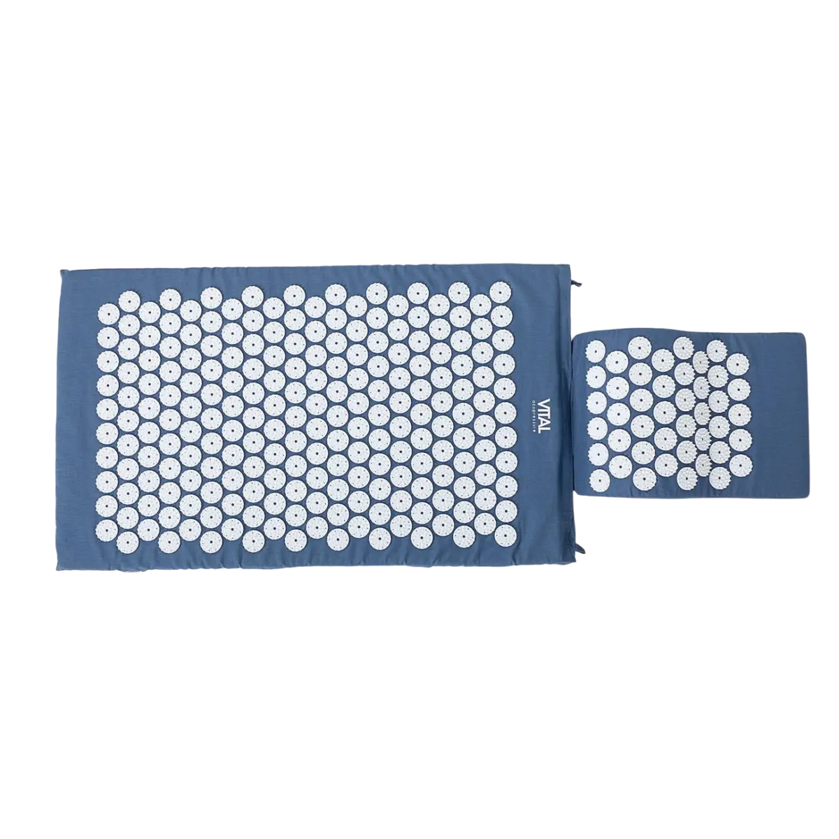 Bodynova Vital Akupressurmatte Set in Blau mit weißen Akupressurplatten für Entspannung und Vitalität.